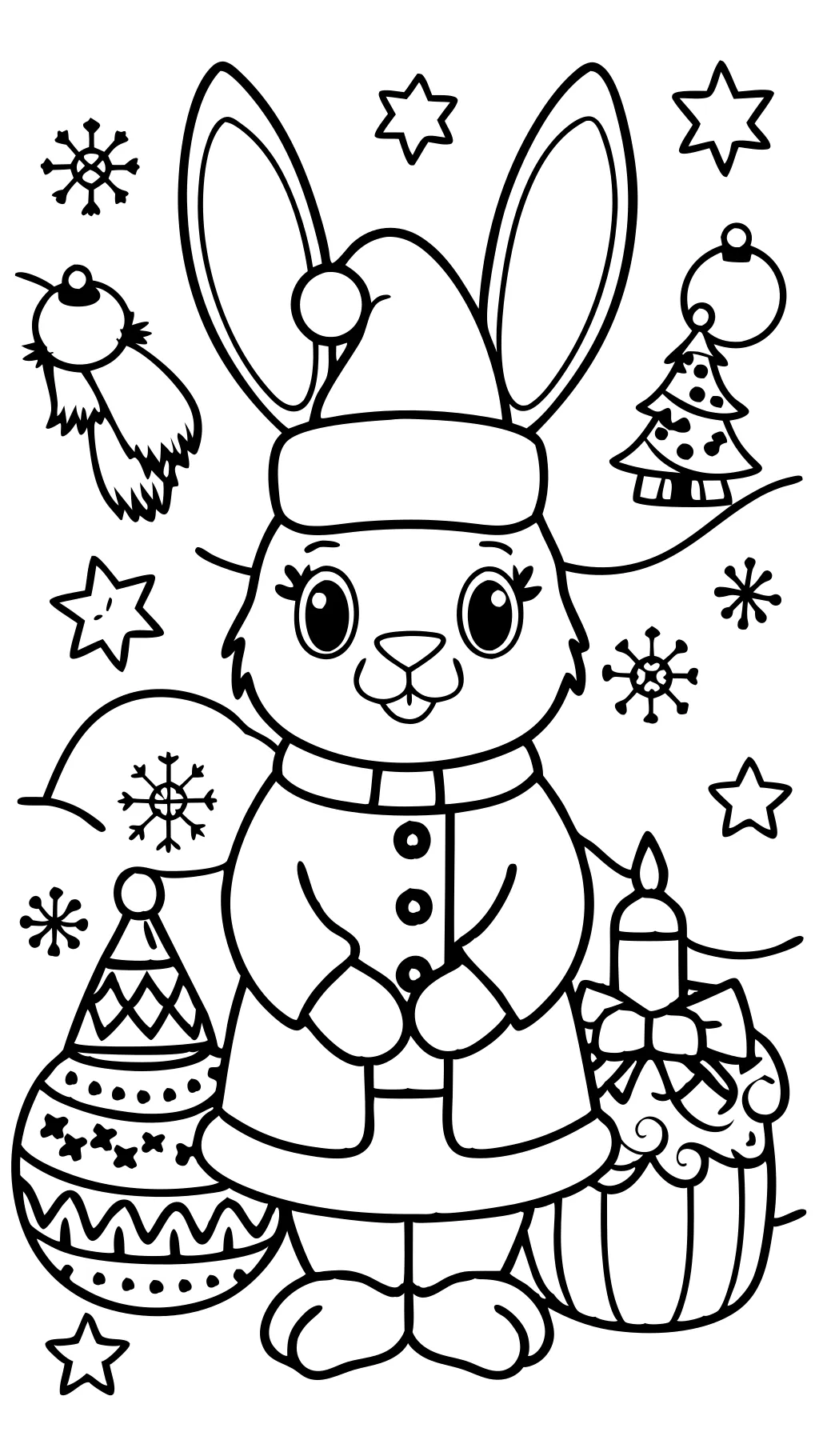 coloriages de lapin de Noël